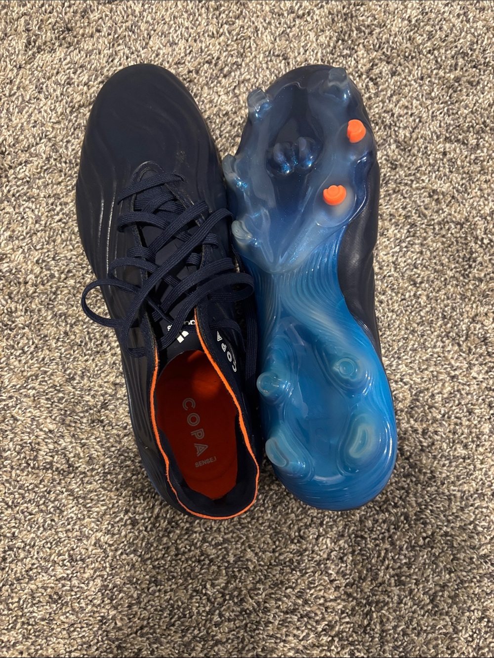 adidas Navy & Blue Copa Soccer Cleats with Orange Accents
